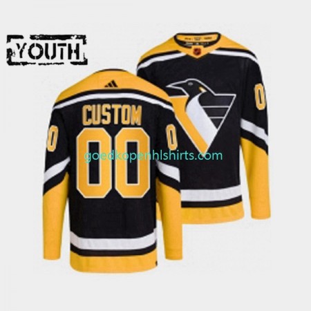 Pittsburgh Penguins Custom Adidas 2022-2023 Reverse Retro Zwart Authentic Shirt - Kinderen
